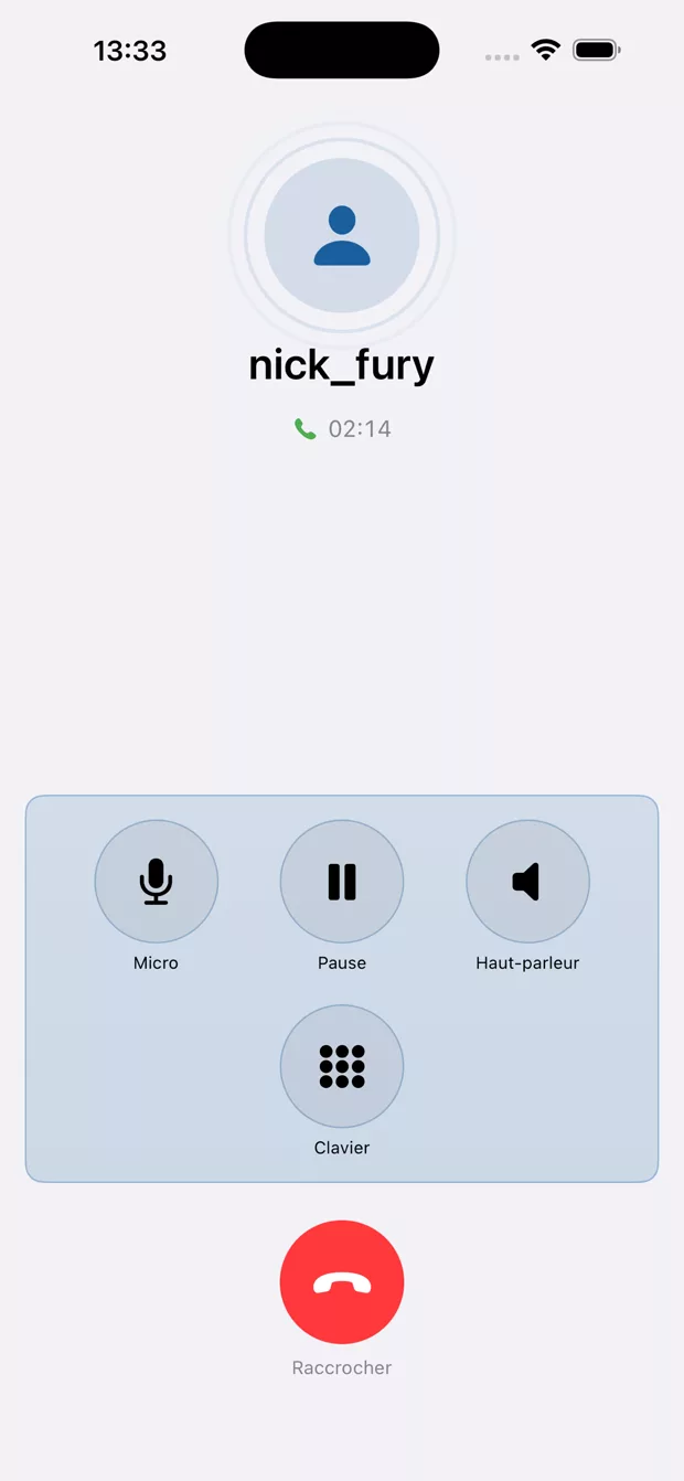 Call in progress in the ippi Softphone app on iPhone